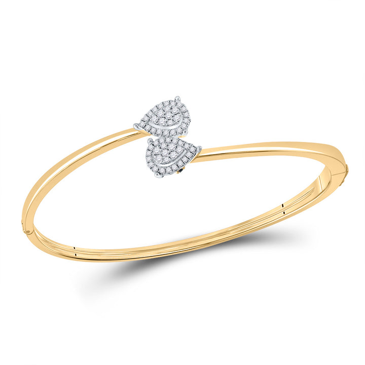 14kt Yellow Gold Women's Diamond Bypass Cluster Pear Bracelet 1/2 ctw - view 4