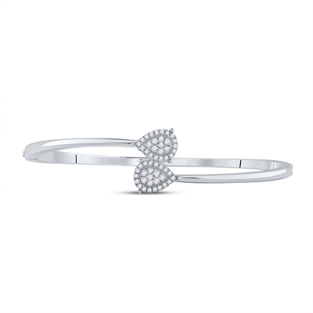 14kt White Gold Women's Diamond Bypass Cluster Pear Bracelet 1/2 ctw