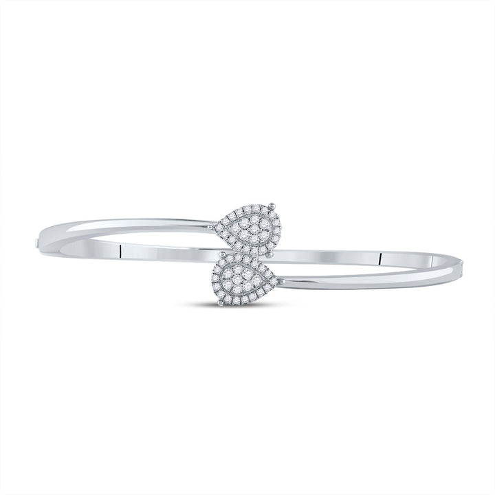 14kt White Gold Women's Diamond Bypass Cluster Pear Bracelet 1/2 ctw