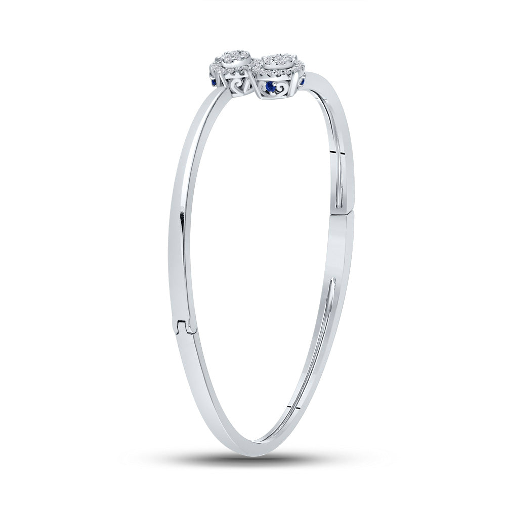 14kt White Gold Women's Diamond Bypass Cluster Pear Bracelet 1/2 ctw - view 2