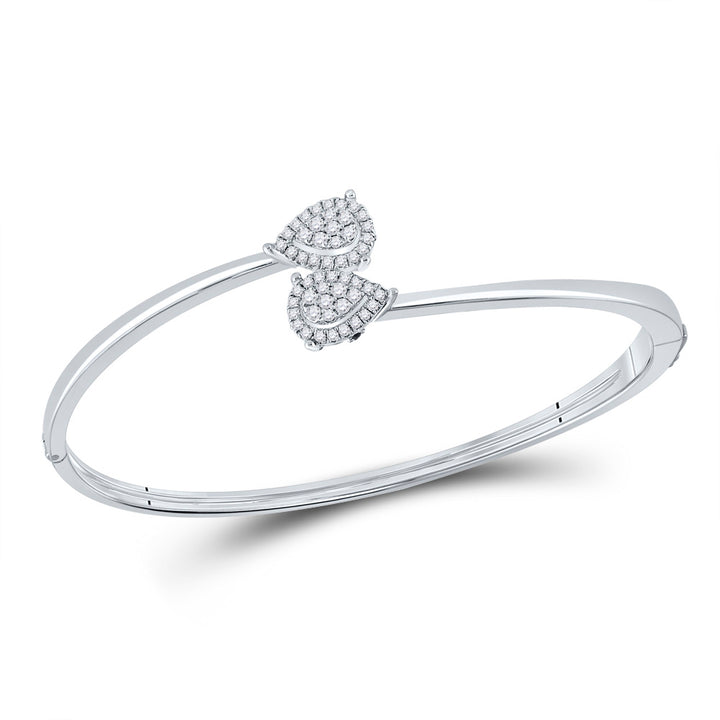 14kt White Gold Women's Diamond Bypass Cluster Pear Bracelet 1/2 ctw - view 4