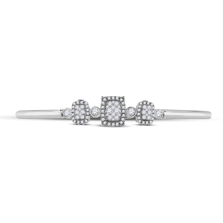 14kt White Gold Women's Diamond Bangle 7/8 ctw