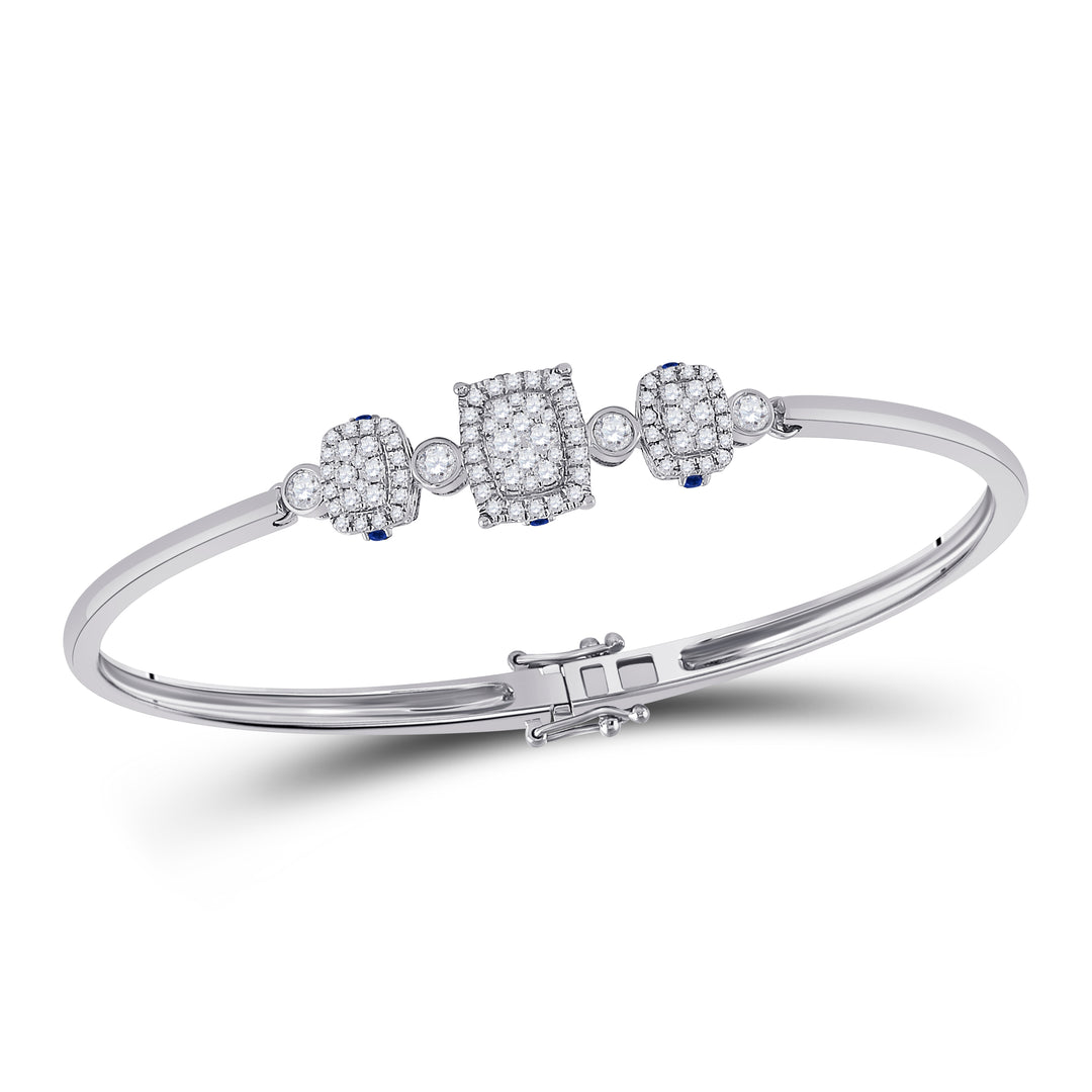 14kt White Gold Women's Diamond Bangle 7/8 ctw - view 4