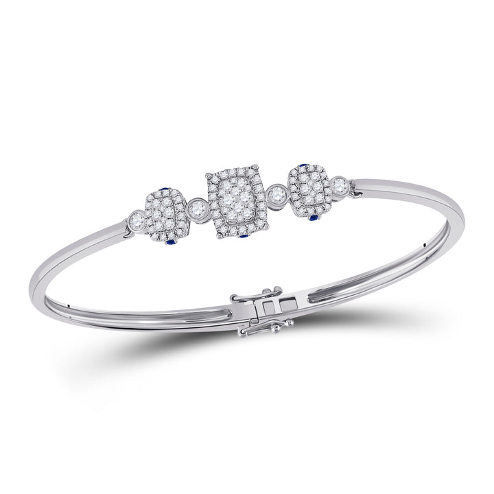 14kt White Gold Women's Diamond Bangle 7/8 ctw - view 4