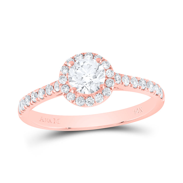 14kt Rose Gold Womens Round Diamond Solitaire Bridal Wedding Engagement Ring 7/8 Cttw (Certified)