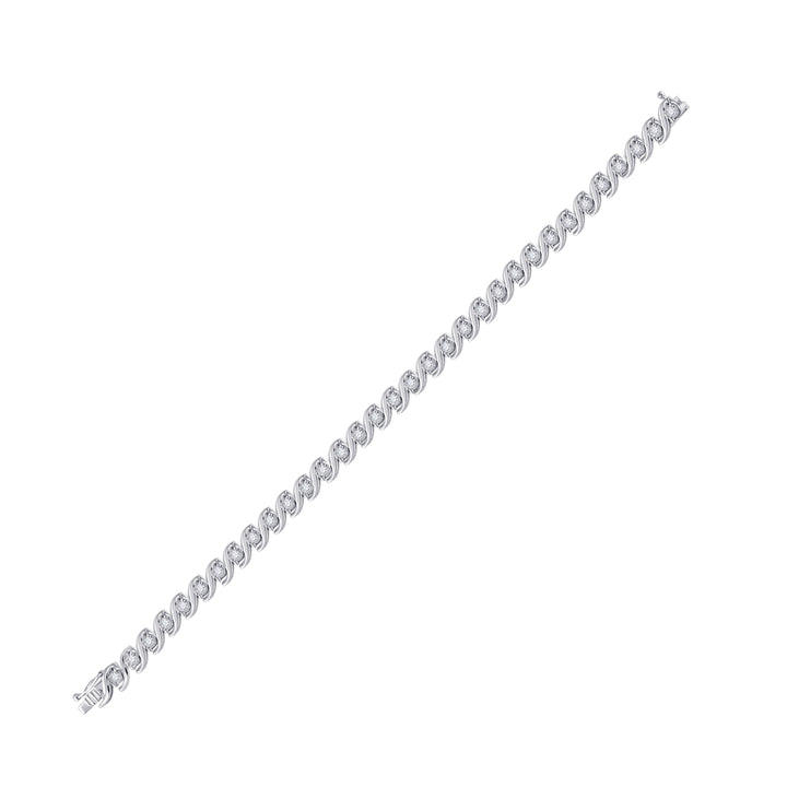 14kt White Gold Women's Diamond Twist Tennis Bracelet 1 ctw