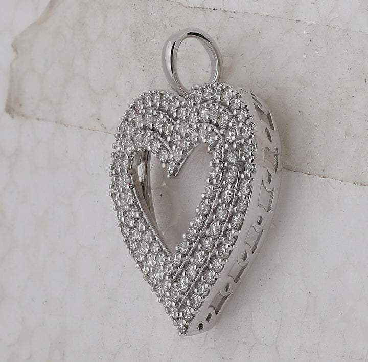 14kt White Gold Womens Round Diamond Triple Halo Heart Pendant 1.00 Cttw