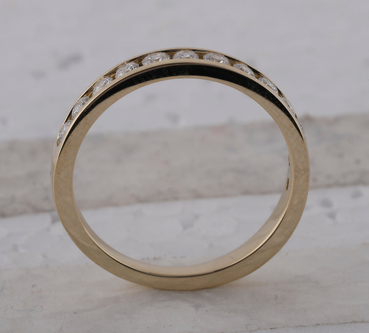 14kt Yellow Gold Womens Round Diamond Wedding Single Row Band 1/2 Cttw