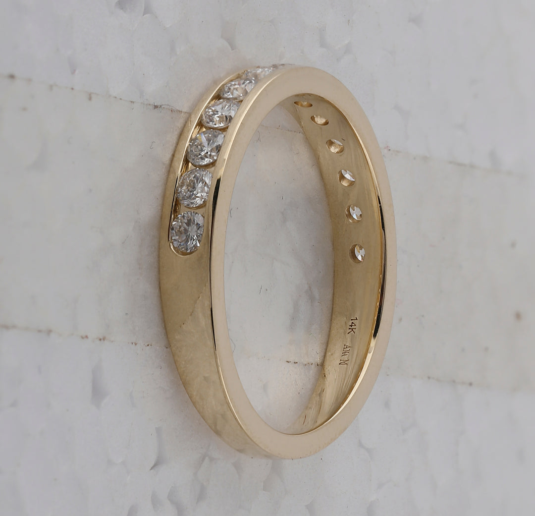 14kt Yellow Gold Womens Round Diamond Wedding Single Row Band 1/2 Cttw