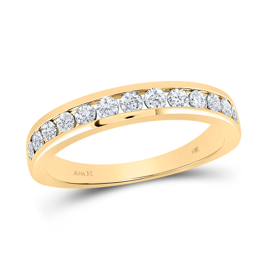 14kt Yellow Gold Womens Round Diamond Wedding Single Row Band 1/2 Cttw
