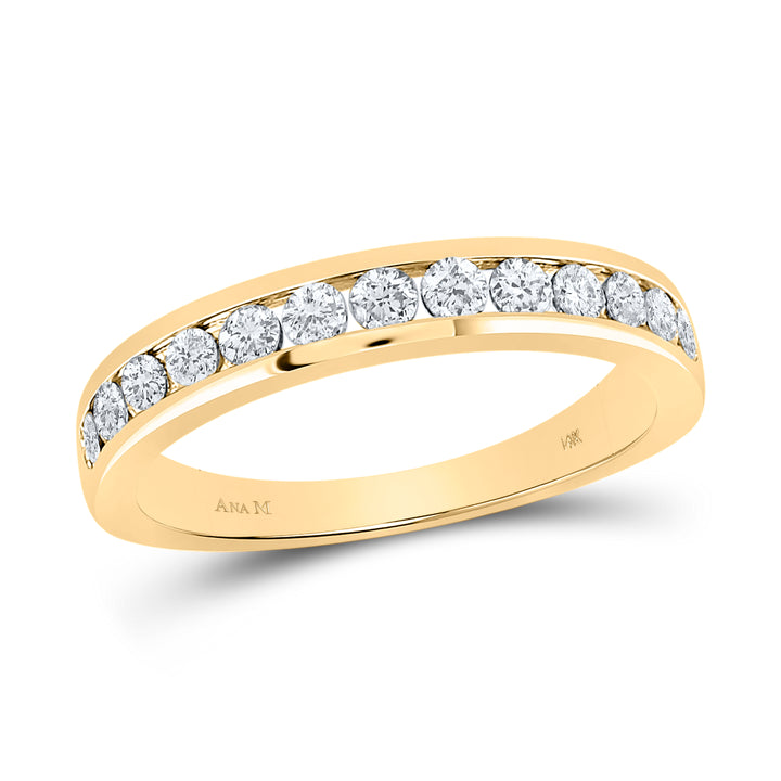14kt Yellow Gold Womens Round Diamond Wedding Single Row Band 1/2 Cttw
