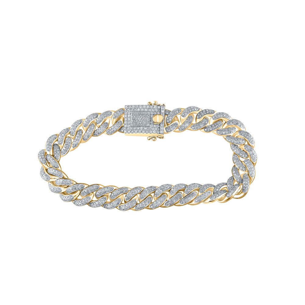 10kt Yellow Gold Men's Diamond Cuban Fashion Bracelet 7 ctw