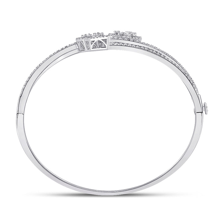 14kt White Gold Women's Baguette Diamond Bangle 1-1/3 ctw - view 3