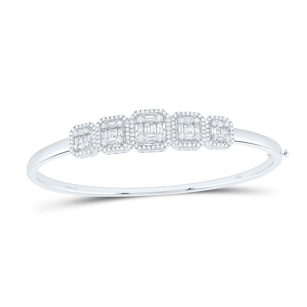 14kt White Gold Women's Baguette Diamond Bangle 1-5/8 ctw - view 4