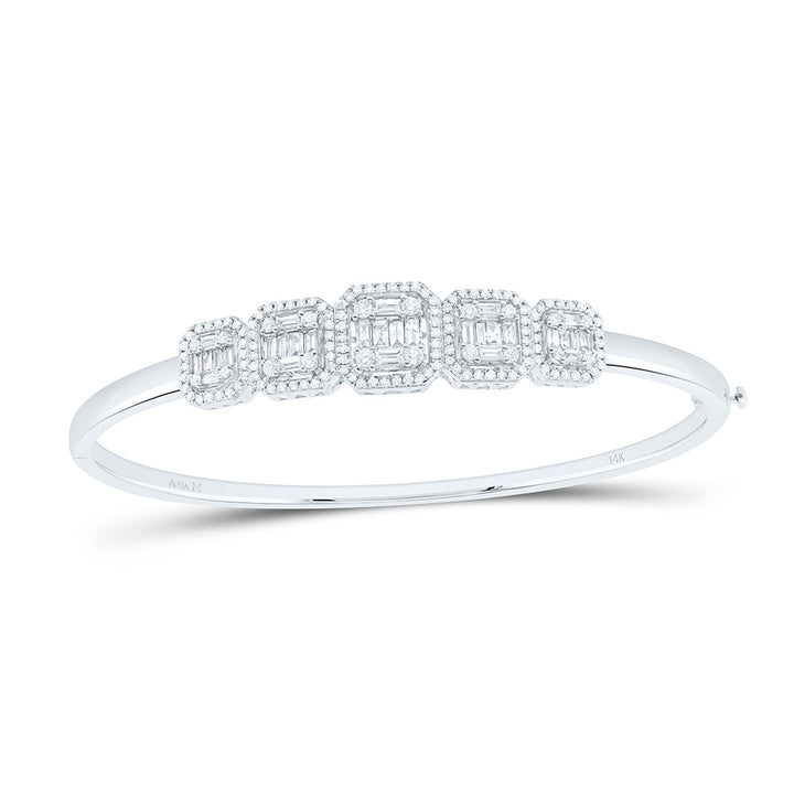 14kt White Gold Women's Baguette Diamond Bangle 1-5/8 ctw - view 4