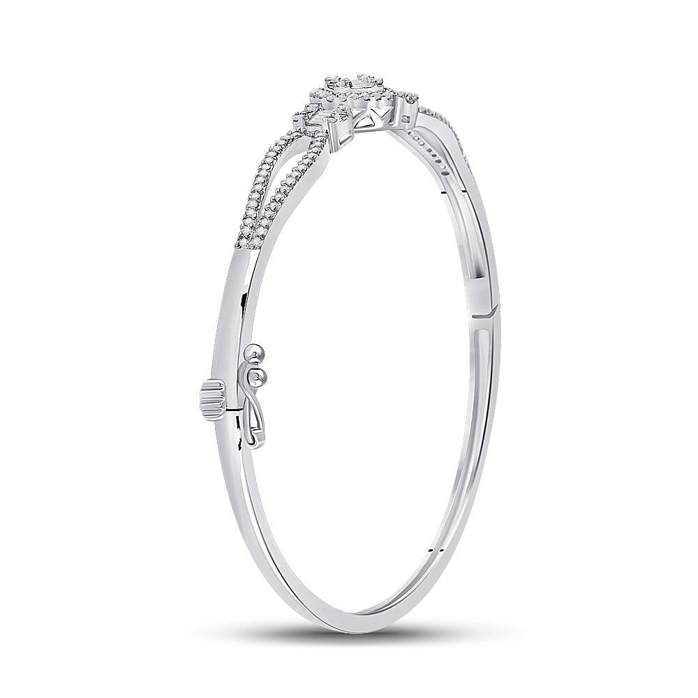 14kt White Gold Women's Baguette Diamond Bangle 3/4 ctw - view 2