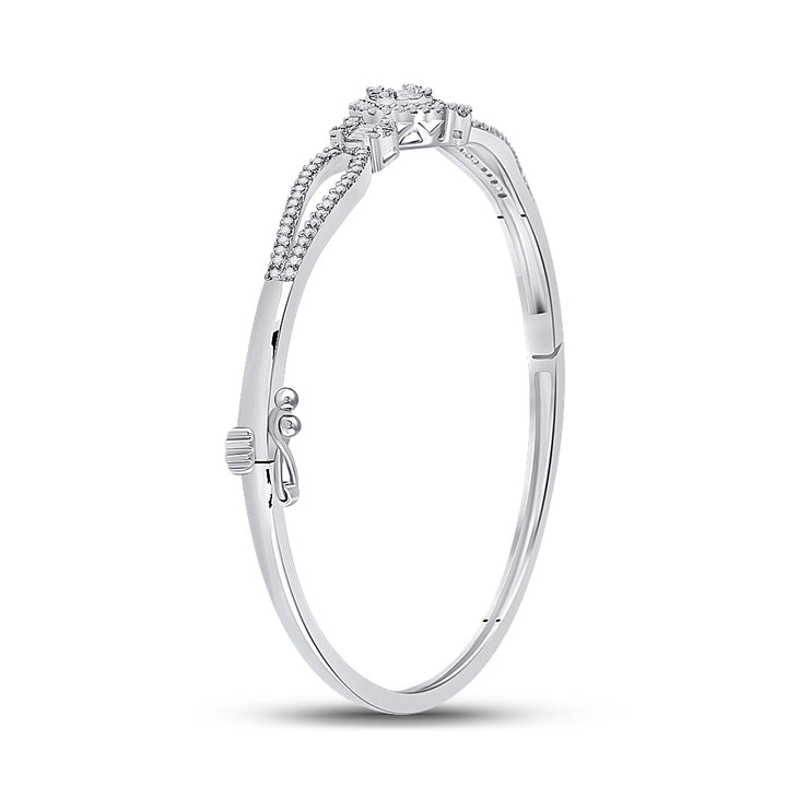 14kt White Gold Women's Baguette Diamond Bangle 3/4 ctw - view 2