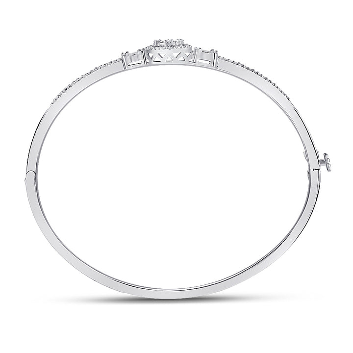 14kt White Gold Women's Baguette Diamond Bangle 3/4 ctw - view 3