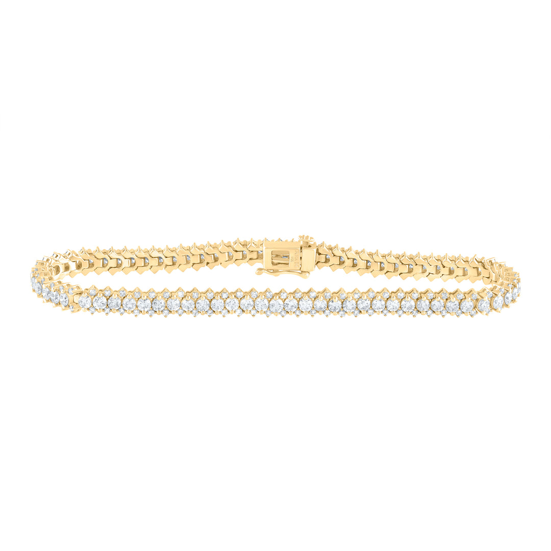 14kt Yellow Gold Womens Round Diamond Single Row Tennis Bracelet 5.00 Cttw