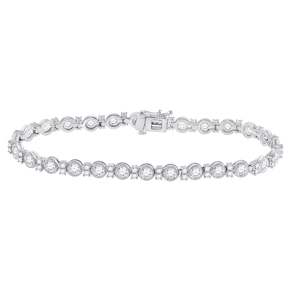 14kt White Gold Women's Diamond Statement Tennis Bracelet 4 ctw
