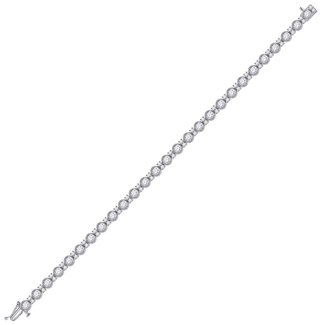 14kt White Gold Women's Diamond Statement Tennis Bracelet 4 ctw - view 2