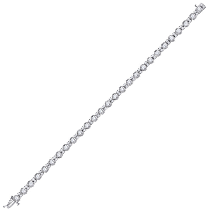 14kt White Gold Women's Diamond Statement Tennis Bracelet 4 ctw - view 2