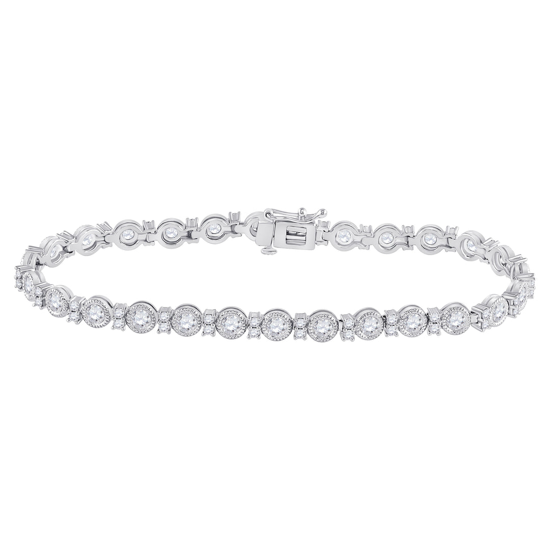 14kt White Gold Women's Diamond Statement Tennis Bracelet 4 ctw - view 3