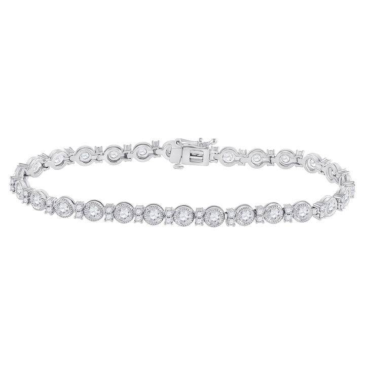 14kt White Gold Women's Diamond Statement Tennis Bracelet 4 ctw - view 3
