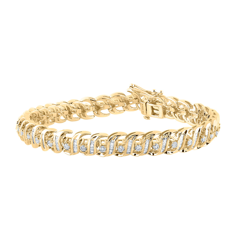 14kt Yellow Gold Women's Baguette Diamond Bracelet 2-1/3 ctw - view 2