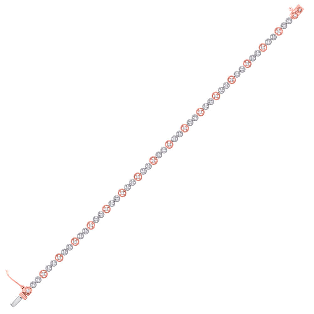14kt Two-tone Gold Women's Diamond Tennis Bracelet 1/2 ctw