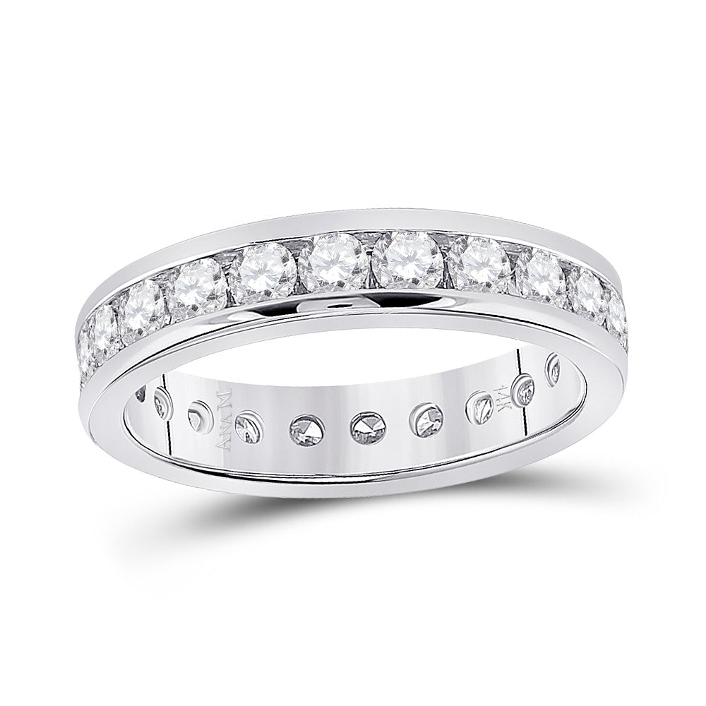 14kt White Gold Womens Round Diamond Channel Set Eternity Ring 2.00 Cttw