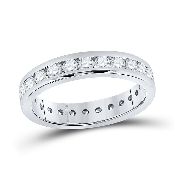 14kt White Gold Womens Round Diamond Channel Set Eternity Ring 1-1/2 Cttw