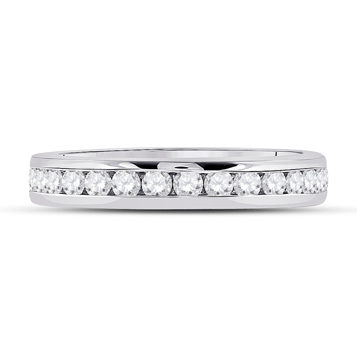 14kt White Gold Womens Round Diamond Channel Set Eternity Ring 1.00 Cttw