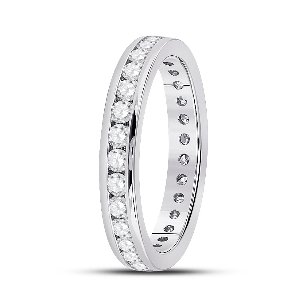 14kt White Gold Womens Round Diamond Channel Set Eternity Ring 1.00 Cttw