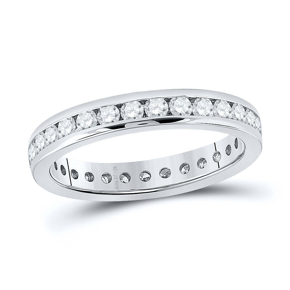 14kt White Gold Womens Round Diamond Channel Set Eternity Ring 1.00 Cttw