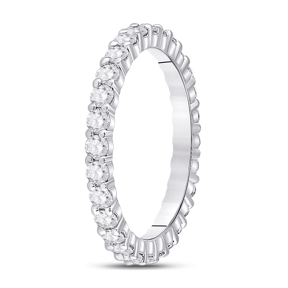 14kt White Gold Womens Round Diamond Classic Eternity Ring 1.00 Cttw