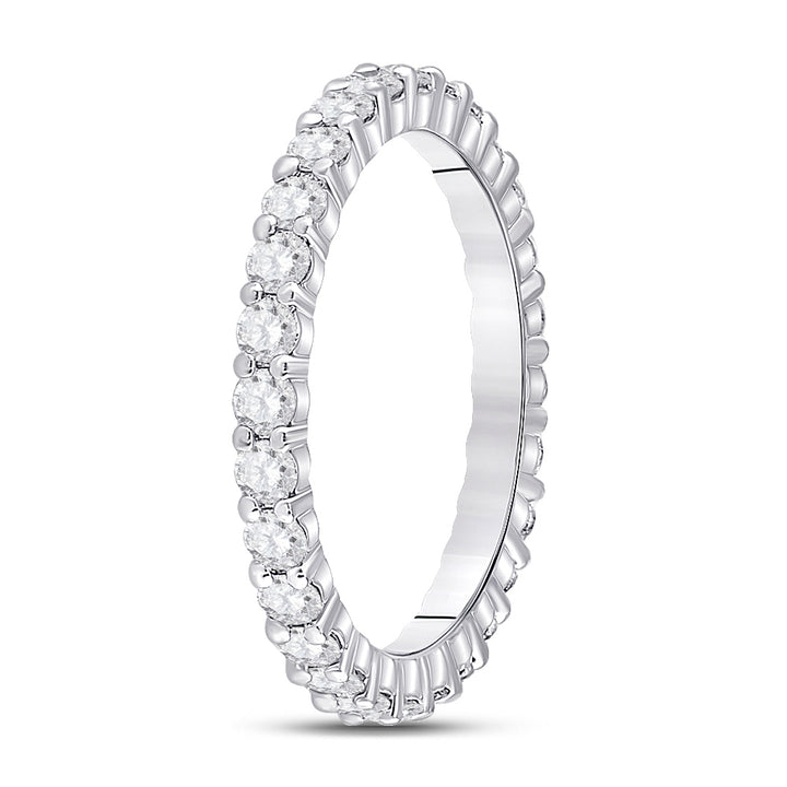 14kt White Gold Womens Round Diamond Classic Eternity Ring 1.00 Cttw