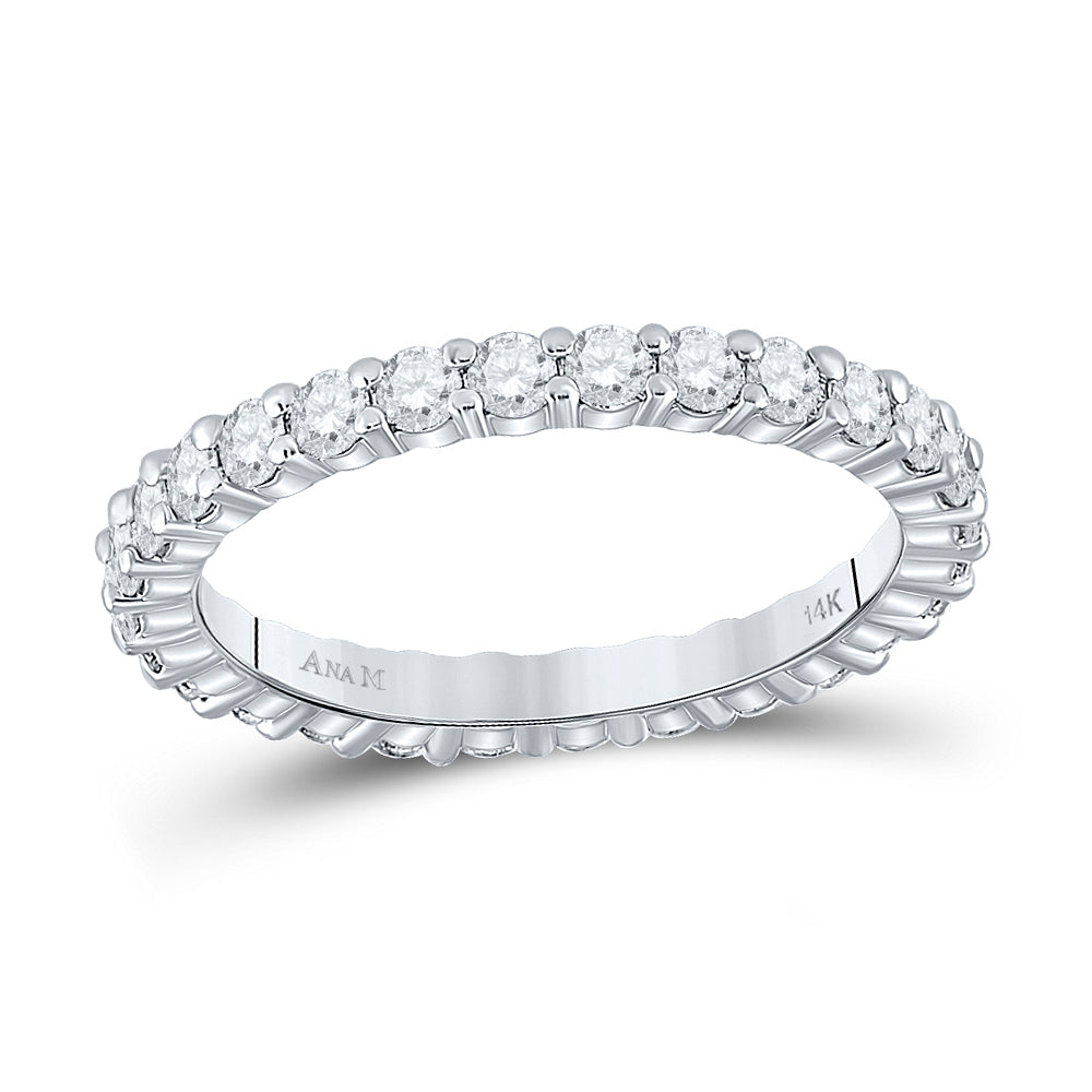 14kt White Gold Womens Round Diamond Classic Eternity Ring 1.00 Cttw