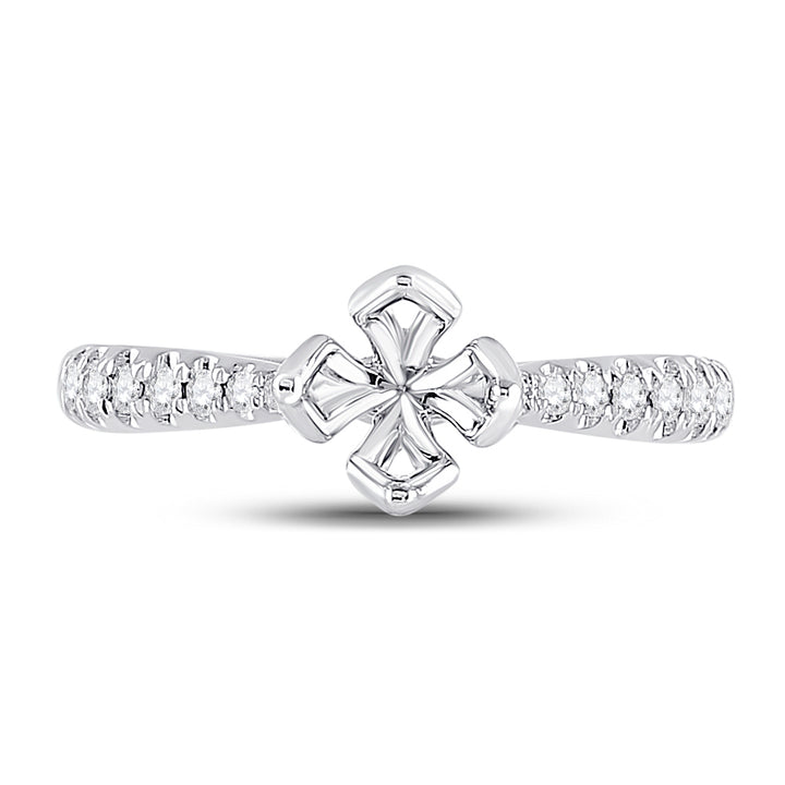 14kt White Gold Womens Round Diamond 1/2 Ct Rd Center Solitaire Bridal Wedding Semi-Mount Ring 1/5 Cttw