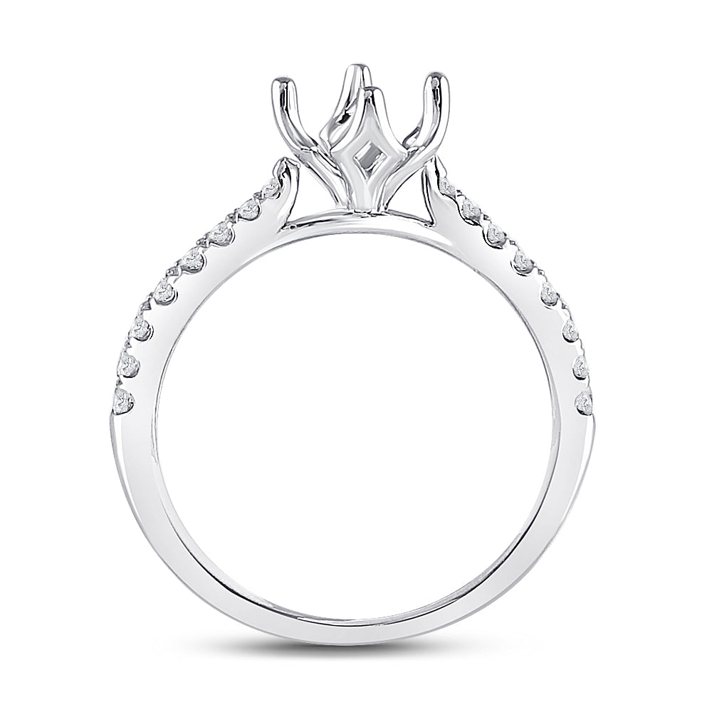 14kt White Gold Womens Round Diamond 1/2 Ct Rd Center Solitaire Bridal Wedding Semi-Mount Ring 1/5 Cttw