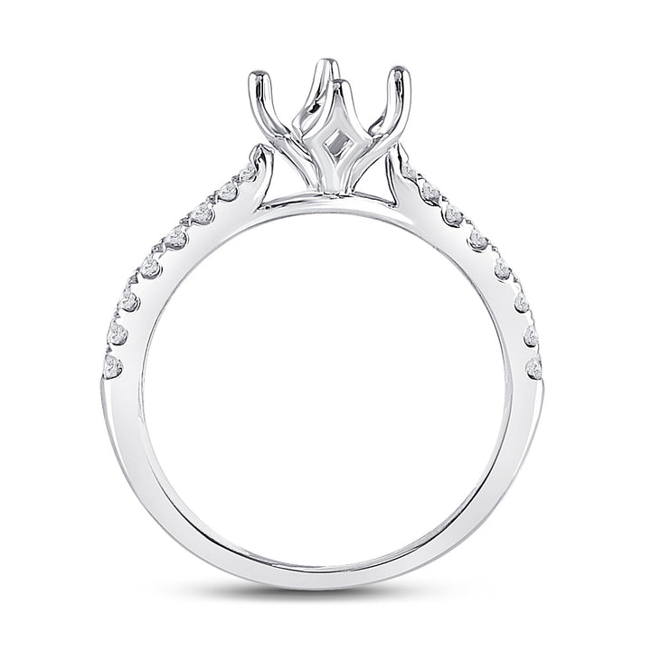 14kt White Gold Womens Round Diamond 1/2 Ct Rd Center Solitaire Bridal Wedding Semi-Mount Ring 1/5 Cttw