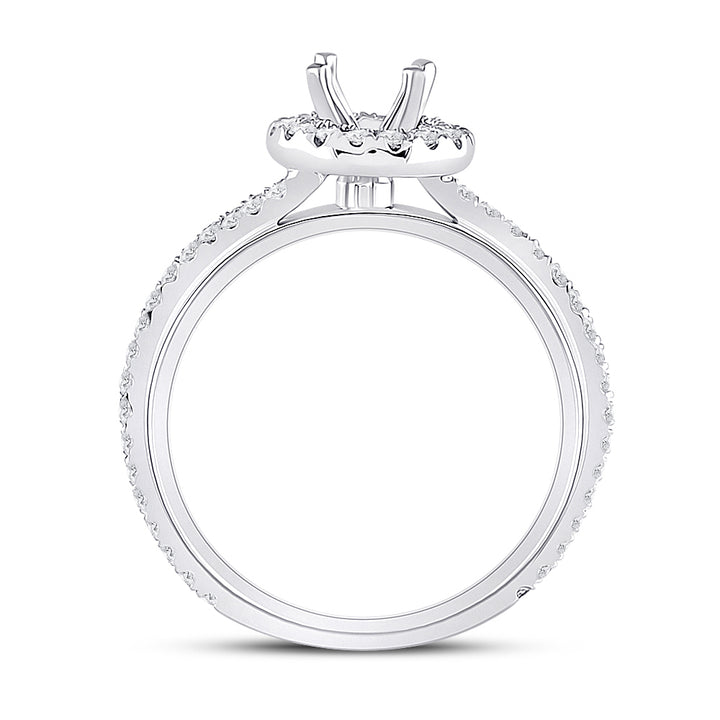 14kt White Gold Womens Round Diamond 3/4 Ct Rd Center Halo Bridal Wedding Engagement Ring Band Set 1/2 Cttw