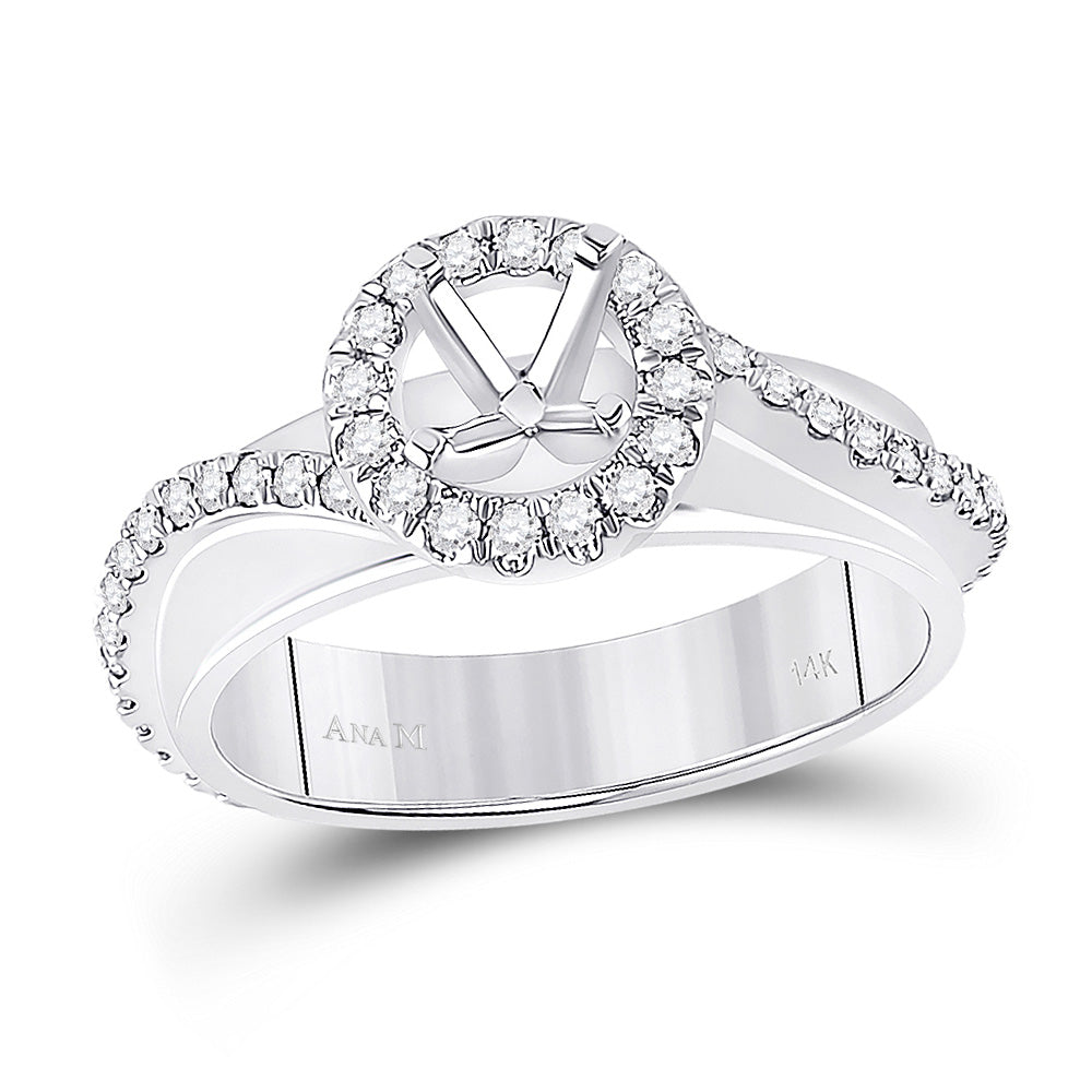 14kt White Gold Womens Round Diamond 3/4 Ct Rd Center Halo Bridal Wedding Engagement Ring Band Set 1/2 Cttw