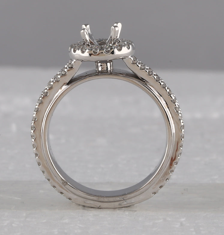 14kt White Gold Womens Round Diamond 3/4 Ct Rd Center Halo Bridal Wedding Semi-Mount Ring 3/4 Cttw