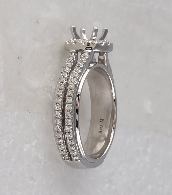 14kt White Gold Womens Round Diamond 3/4 Ct Rd Center Halo Bridal Wedding Semi-Mount Ring 3/4 Cttw