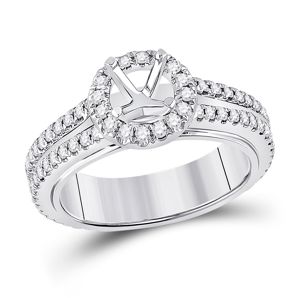 14kt White Gold Womens Round Diamond 3/4 Ct Rd Center Halo Bridal Wedding Semi-Mount Ring 3/4 Cttw