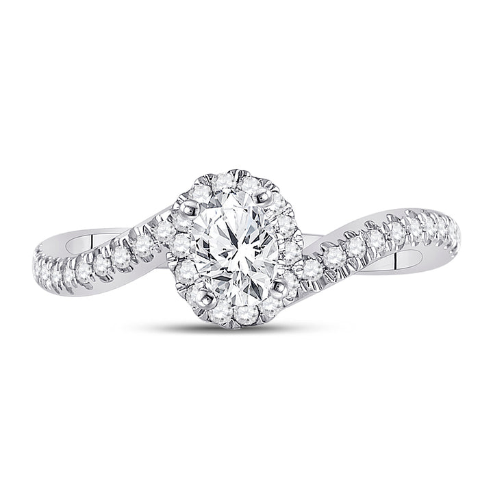 14kt White Gold Womens Oval Diamond Halo Bridal Wedding Engagement Ring 3/4 Cttw (Certified)