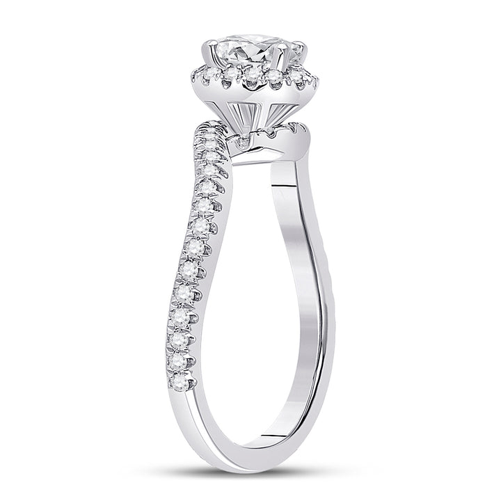 14kt White Gold Womens Oval Diamond Halo Bridal Wedding Engagement Ring 3/4 Cttw (Certified)