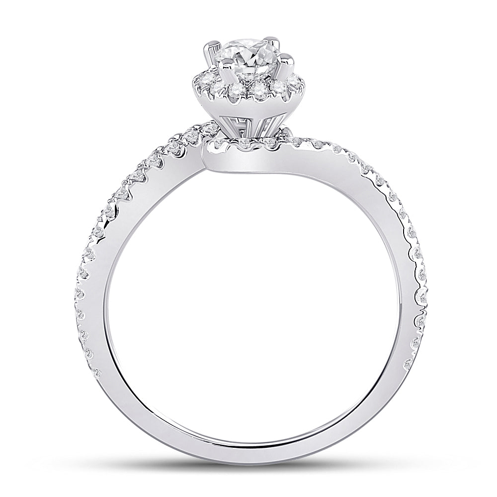 14kt White Gold Womens Oval Diamond Halo Bridal Wedding Engagement Ring 3/4 Cttw (Certified)