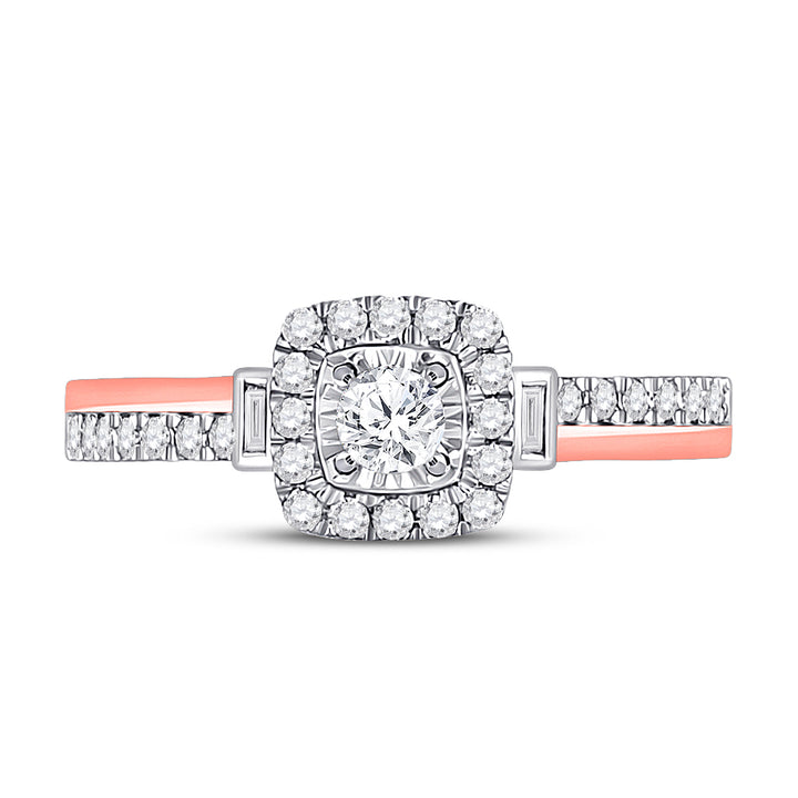10kt Two-tone Gold Womens Round Diamond Halo Bridal Wedding Engagement Ring 1/2 Cttw